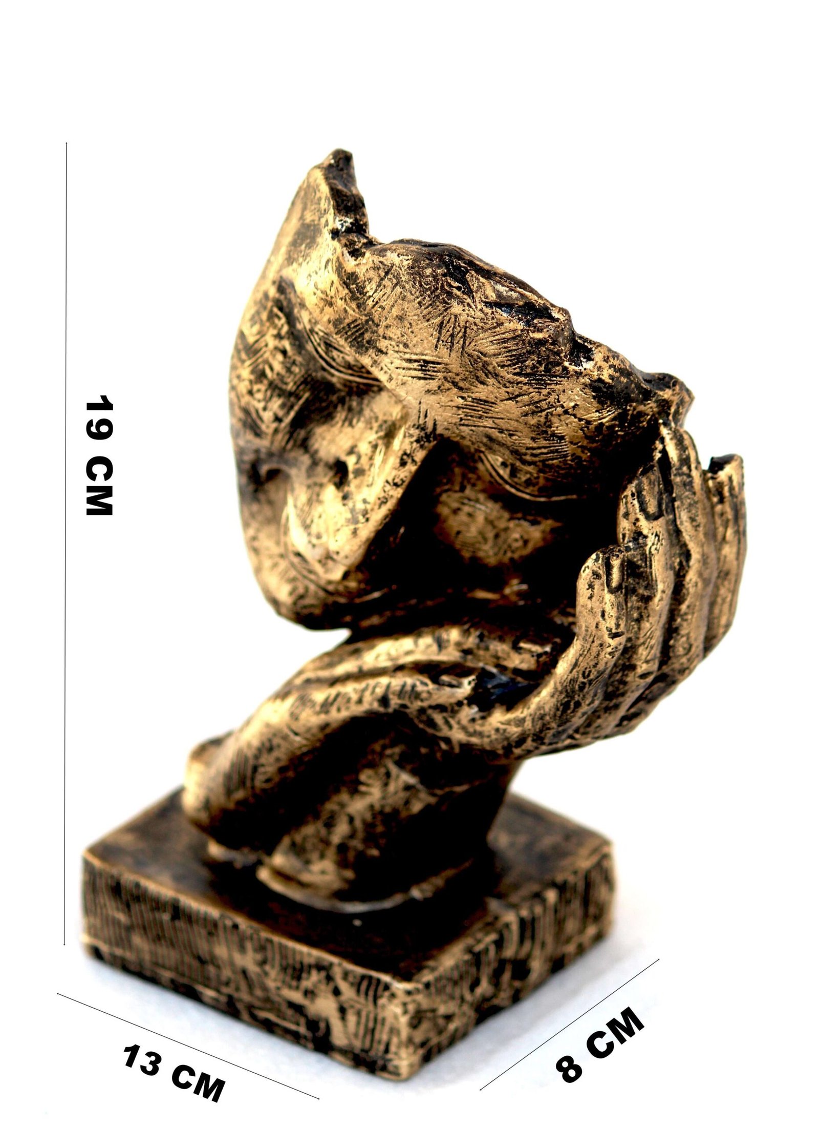 Resin Handcrafted Human Face Design with Hand on Face Decorative Showpiece Figurine, Multicolour - Image 2