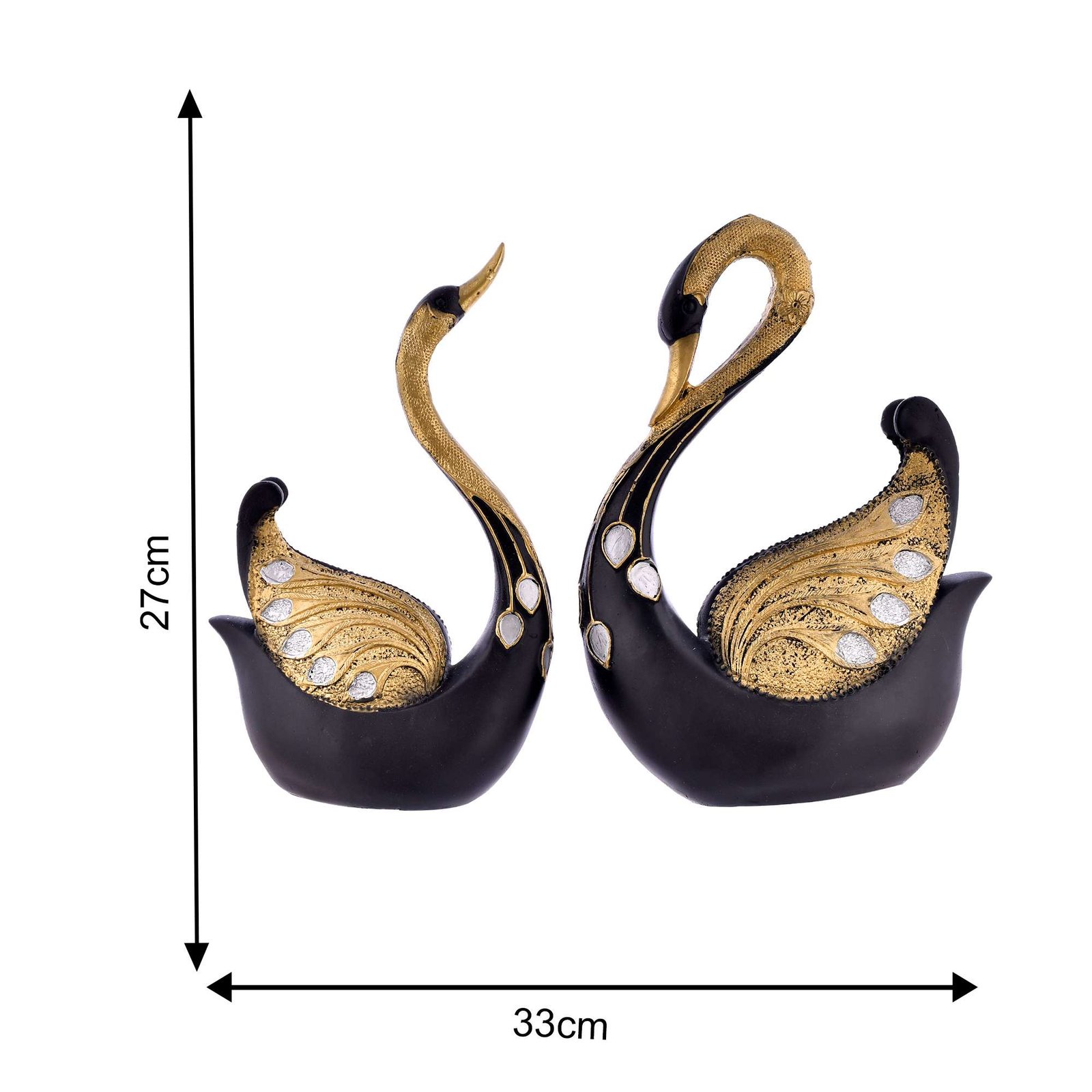 Swan Pair Feather Design Sculpture - Image 2