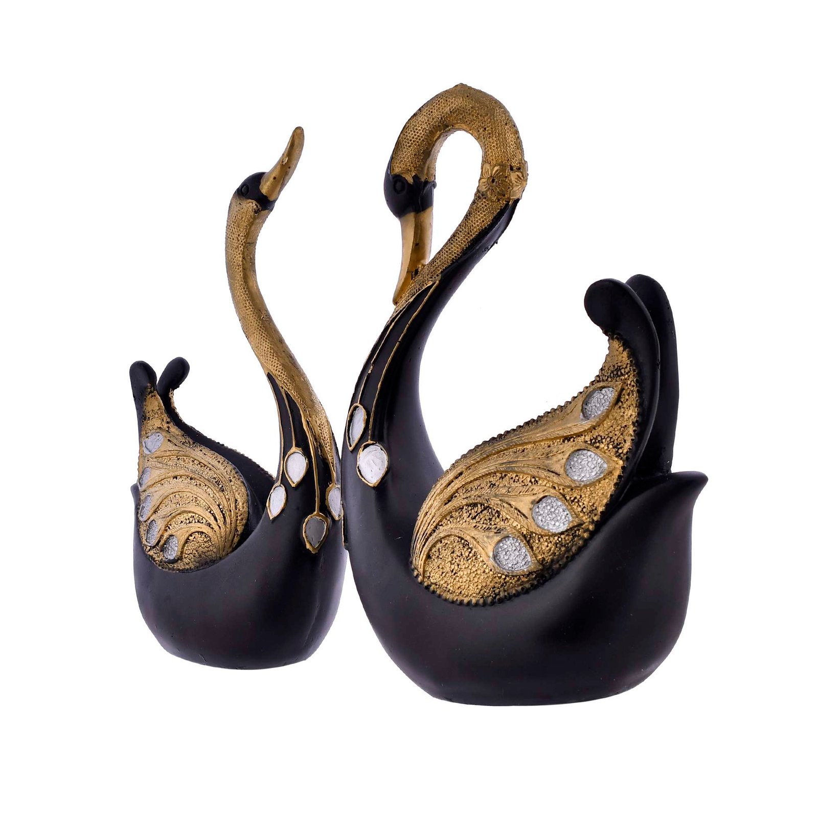 Swan Pair Feather Design Sculpture - Image 4